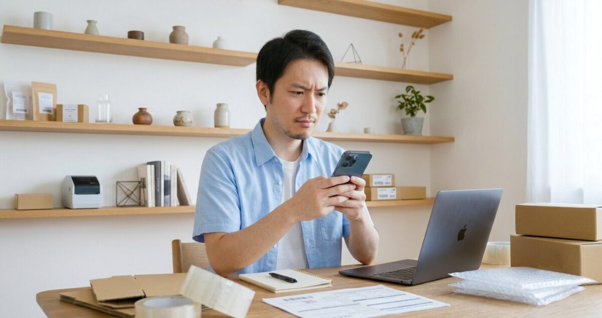 eBayで関税受け取り拒否のメッセージを確認し困惑するセラー