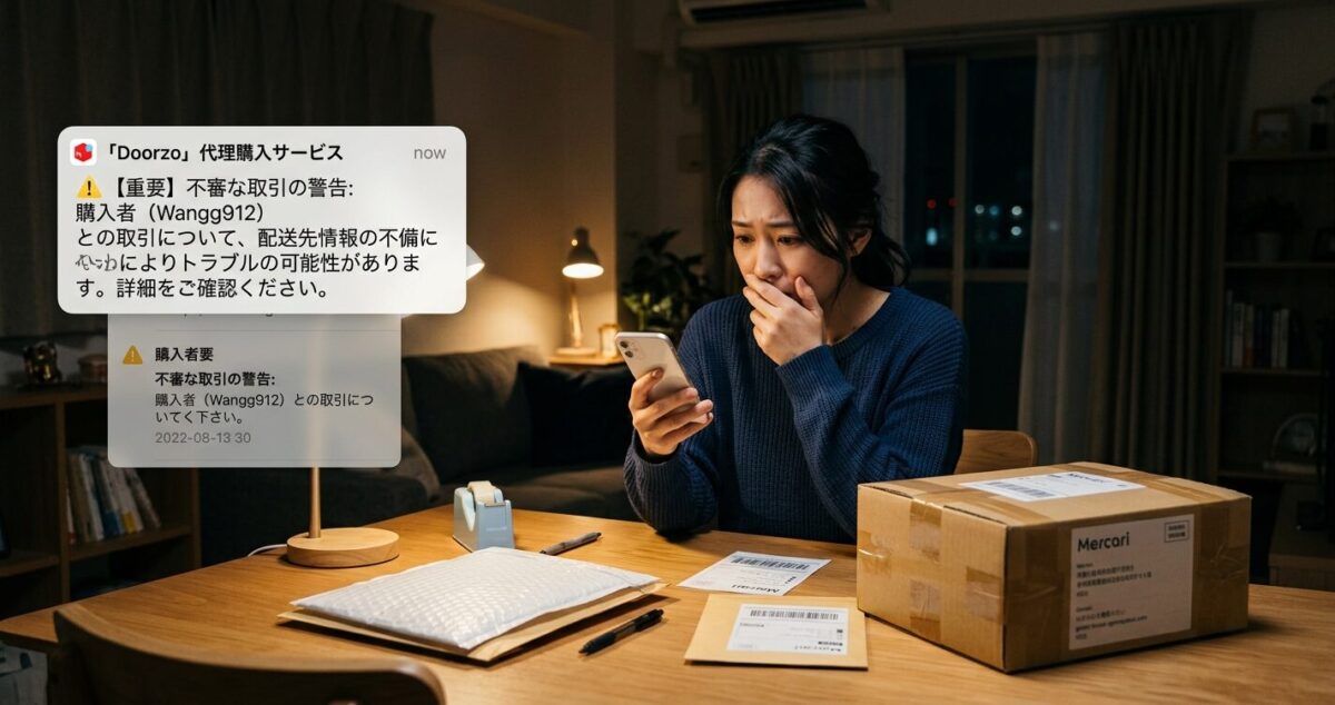 メルカリでDoorzo経由の購入者からトラブルに巻き込まれて困惑する日本人セラー