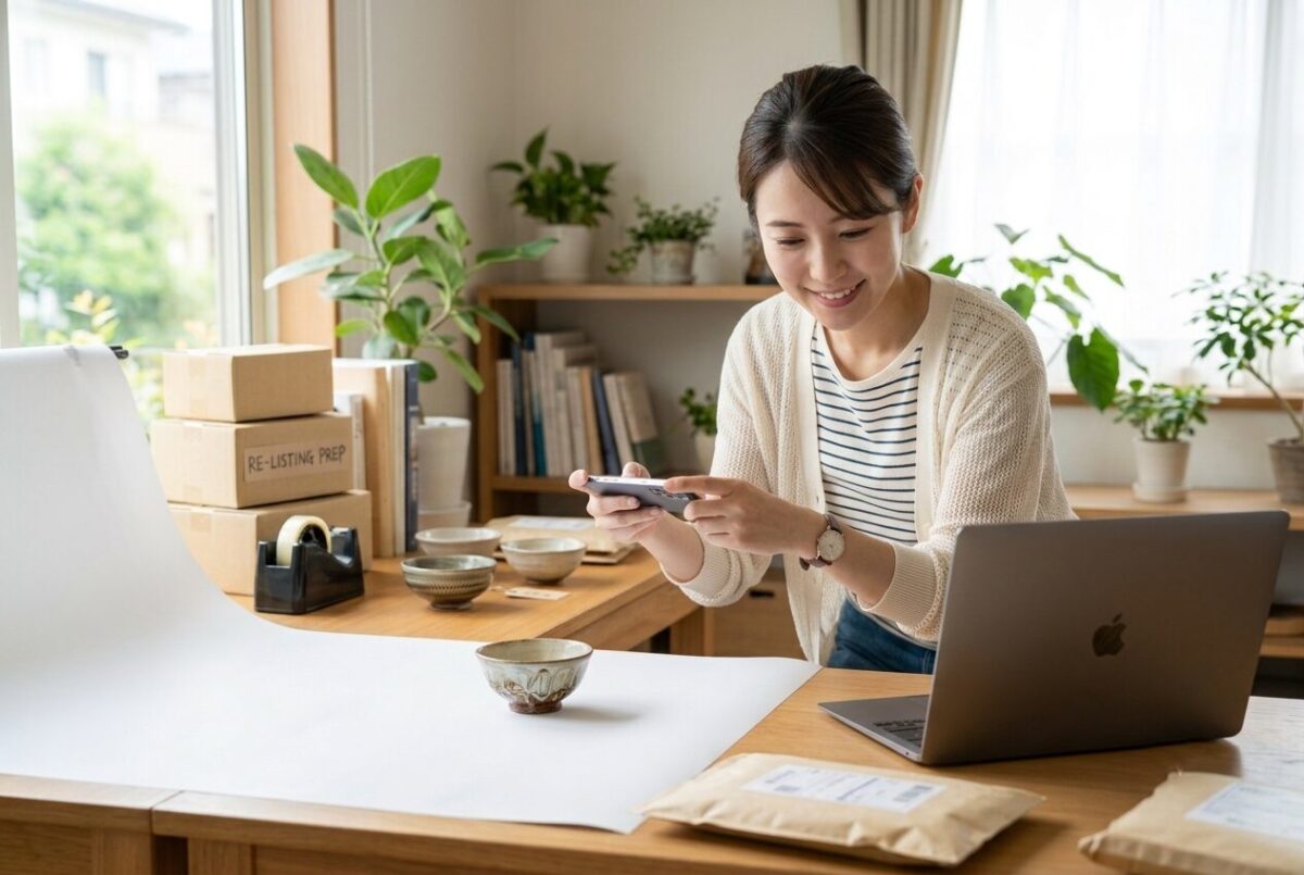 キャンセル処理後に商品を再出品する準備をするセラー